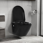 ZNTS Wall Hung Rimless Toilet Ceramic Black 145238
