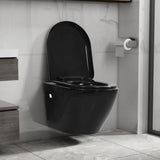 ZNTS Wall Hung Rimless Toilet Ceramic Black 145238