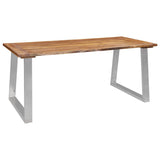 ZNTS Dining Table 180x90x75 cm Solid Acacia Wood and Stainless Steel 283890