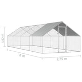 ZNTS Outdoor Chicken Cage 2.75x8x1.92 m Galvanised Steel 170791