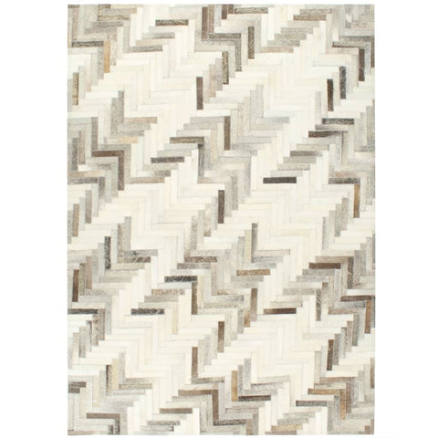 ZNTS Rug Genuine Hair-on Leather Patchwork 120x170 cm Grey/White 134393