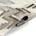 ZNTS Rug Genuine Hair-on Leather Patchwork 120x170 cm Grey/White 134393