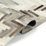 ZNTS Rug Genuine Hair-on Leather Patchwork 160x230 cm Grey/White 134394
