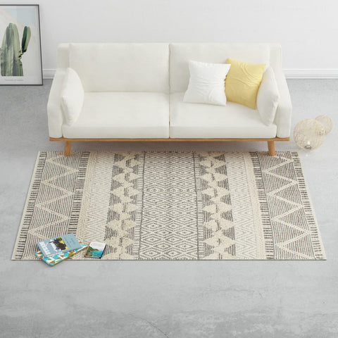 ZNTS Rug Handwoven Wool 140x200 cm White/Grey/Black/Brown 284366