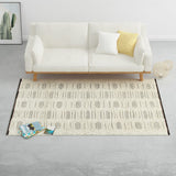 ZNTS Rug Handwoven Wool 120x170 cm White/Black 284369