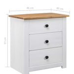 ZNTS Bedside Cabinet White 46x40x57 cm Pinewood Panama Range 282654