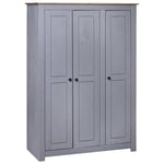 ZNTS 3-Door Wardrobe Grey 118x50x171.5 cm Pine Panama Range 282662