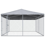 ZNTS Outdoor Dog Kennel with Roof 382x382x225 cm 145029