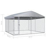 ZNTS Outdoor Dog Kennel with Roof 382x382x225 cm 145029