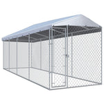 ZNTS Outdoor Dog Kennel with Roof 760x190x225 cm 145031