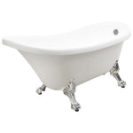 ZNTS Freestanding Bathtub with Lion Feet White Acrylic 145239