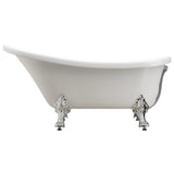 ZNTS Freestanding Bathtub with Lion Feet White Acrylic 145239