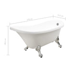 ZNTS Freestanding Bathtub with Lion Feet White Acrylic 145239
