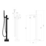 ZNTS Freestanding Bathtub Faucet Black Stainless Steel 90 cm 145096