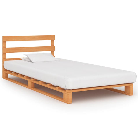 ZNTS Pallet Bed Frame Brown Solid Pine Wood 100x200 cm 285270