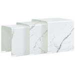 ZNTS Nesting Coffee Tables 3 pcs White Marble Effect 42x42x41.5 cm Tempered Glass 284737