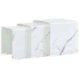 ZNTS Nesting Coffee Tables 3 pcs White Marble Effect 42x42x41.5 cm Tempered Glass 284737