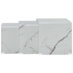 ZNTS Nesting Coffee Tables 3 pcs White Marble Effect 42x42x41.5 cm Tempered Glass 284737