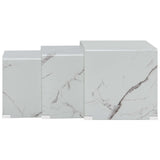 ZNTS Nesting Coffee Tables 3 pcs White Marble Effect 42x42x41.5 cm Tempered Glass 284737