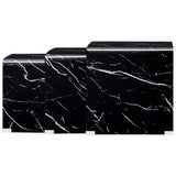 ZNTS Nesting Coffee Tables 3 pcs Black Marble Effect 42x42x41.5 cm Tempered Glass 284738