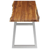 ZNTS 3 Piece Dining Set Solid Acacia Wood Brown 277787
