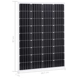 ZNTS 2x Solar Panels 100W Monocrystalline Aluminium and Safety Glass 145285