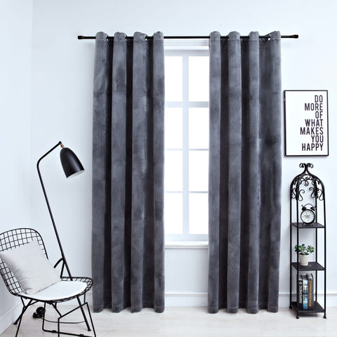 ZNTS Blackout Curtains with Rings 2 pcs Velvet Anthracite 140x175 cm 134496