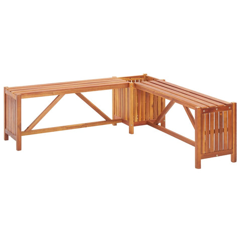ZNTS Garden Corner Bench with Planter 117x117x40cm Solid Acacia Wood 46345