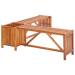 ZNTS Garden Corner Bench with Planter 117x117x40cm Solid Acacia Wood 46345