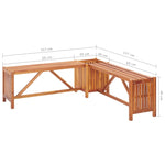 ZNTS Garden Corner Bench with Planter 117x117x40cm Solid Acacia Wood 46345