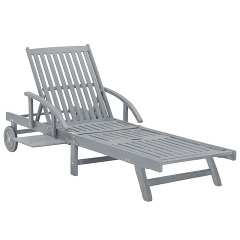 ZNTS Garden Sun Lounger Grey Solid Acacia Wood 45939