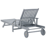 ZNTS Garden Sun Lounger Grey Solid Acacia Wood 45939