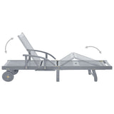 ZNTS Garden Sun Lounger Grey Solid Acacia Wood 45939