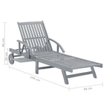 ZNTS Garden Sun Lounger Grey Solid Acacia Wood 45939