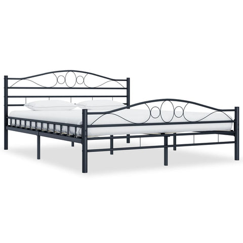 ZNTS Bed Frame without Mattress with Headboard Black 160x200 cm Steel 285289