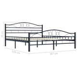 ZNTS Bed Frame without Mattress with Headboard Black 160x200 cm Steel 285289