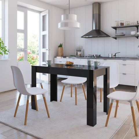 ZNTS Dining Table High Gloss Black 120x60x76 cm Engineered Wood 800439