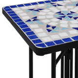 ZNTS Mosaic Side Table Blue and White Ceramic 46710