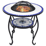 ZNTS Mosaic Fire Pit Table Blue and White 68 cm Ceramic 46724