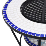 ZNTS Mosaic Fire Pit Table Blue and White 68 cm Ceramic 46724