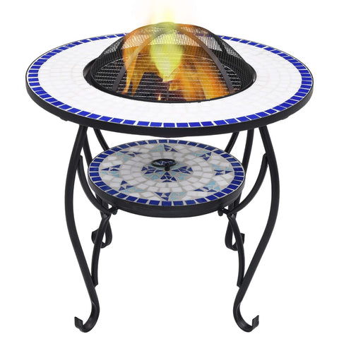 ZNTS Mosaic Fire Pit Table Blue and White 68 cm Ceramic 46724