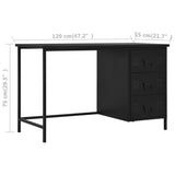 ZNTS Desk with Drawers Industrial Black 120x55x75 cm Steel 145361