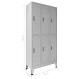 ZNTS Locker Cabinet with 6 Compartments Steel 90x45x180 cm Grey 145364