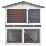 ZNTS Outdoor Rabbit Hutch 3 Doors Grey Wood 170837