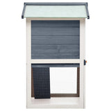 ZNTS Outdoor Rabbit Hutch 3 Doors Grey Wood 170837