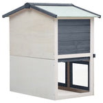 ZNTS Outdoor Rabbit Hutch 3 Doors Grey Wood 170837
