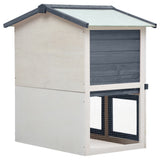 ZNTS Outdoor Rabbit Hutch 3 Doors Grey Wood 170837
