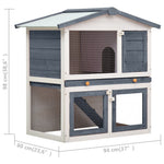 ZNTS Outdoor Rabbit Hutch 3 Doors Grey Wood 170837