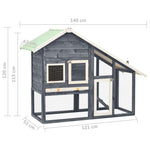 ZNTS Rabbit Hutch Grey and White 140x63x120 cm Solid Firwood 170869