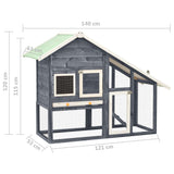 ZNTS Rabbit Hutch Grey and White 140x63x120 cm Solid Firwood 170869